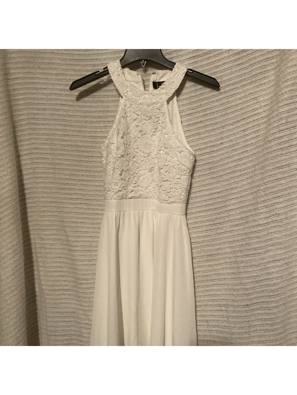 Lulus White Lace Floral High Neck Halter Sleeveless A-Line Short Dress Size XS
